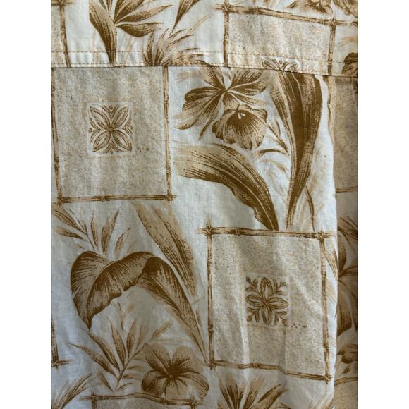 Mens Hawaiian XL SHIRT BROWN Tiki Floral Palm pocket Casual Life 100% Cotton - Picture 9 of 9